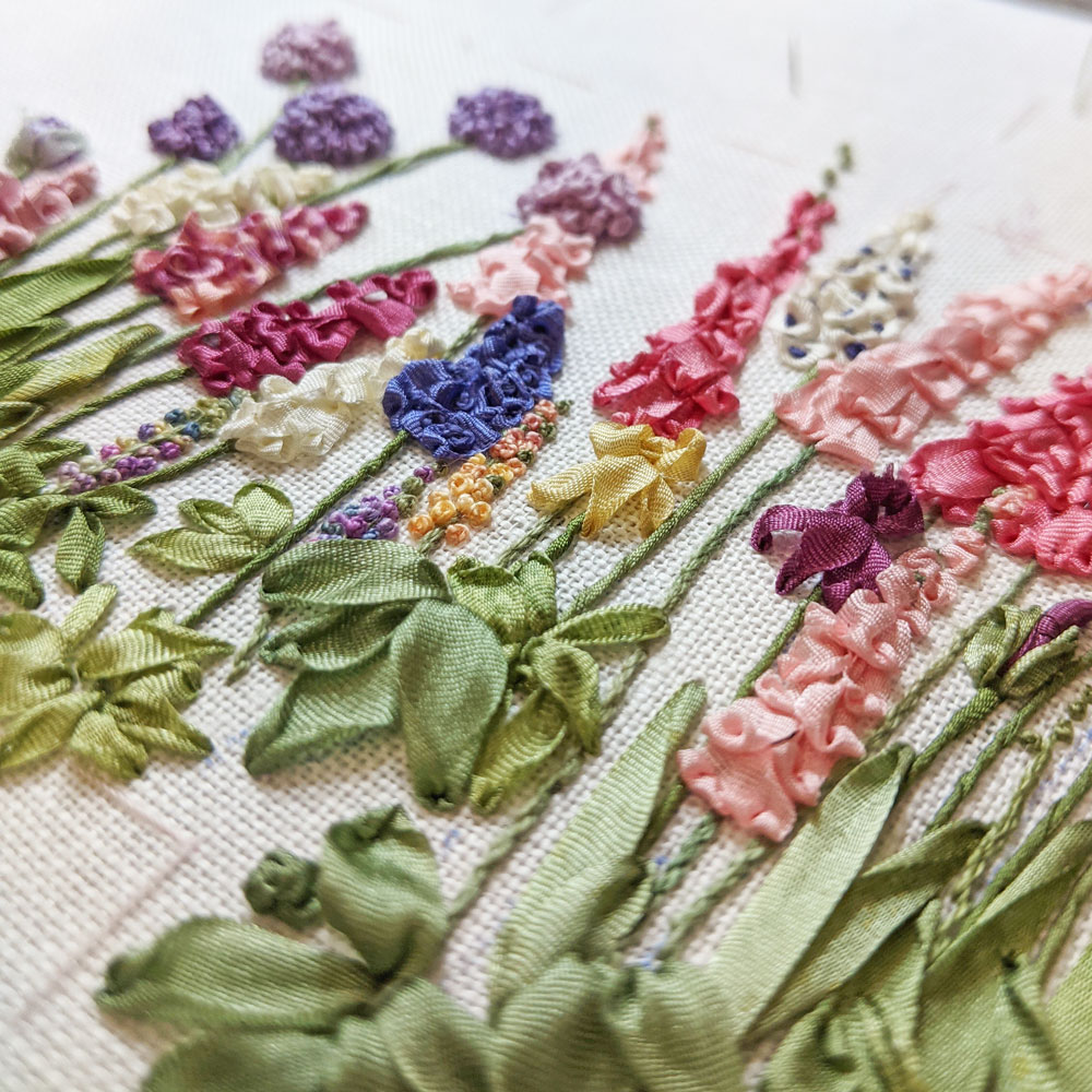 English roses silk ribbon embroidery - Silk Ribbon Art - Textile